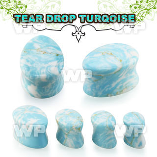 ri36 turquoise double flared saddle plug teardrop shape