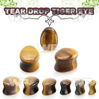 ri3w tiger eye double flared saddle plug teardrop shape