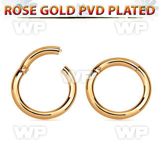 rose gold pvd plated steel hinged segment ring, 12g (2mm)