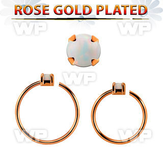 rsnho15 rose gold plated silver seamless nose ring w 1.5mm opal