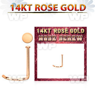 rsrd1 14kt rose gold nose screw, 22g w 1mm round flat top