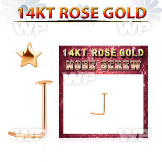rsst 14kt rose gold nose screw w a 2.5mm gold star shaped top