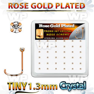 rswp6xc rose gold plated silver nose screws w set 1.25mm crystal