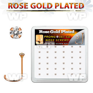 rswz12xc box w rose gold plated silver nose screw w set 1.25mm cz
