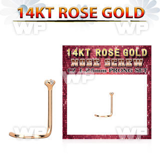 rszm12 14kt rose gold nose screw w 1.25mm clear round cz stone