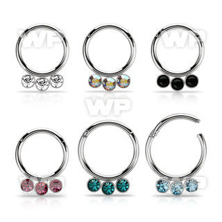 segh16f 316l steel hinged segment ring 16g w crystal