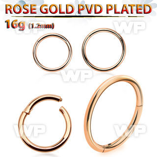 seghtt16 rose gold pvd plated steel hinged segment ring, 16g