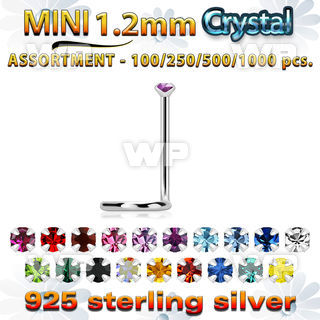 silver nose screw bulk w mini 1.2mm prong set crystals