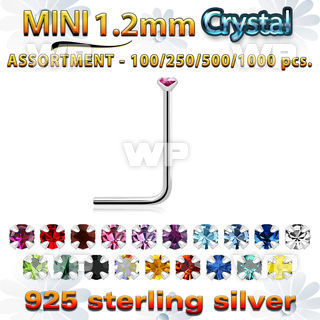 silver nose stud bulk w mini 1.2mm prong set crystals