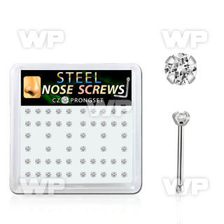 snbz2xc box w 316l steel nose bones, 20g w prong set 2mm cz