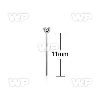 sny22z2 steel bend it nose stud, 22g  w 2mm prongset cz stone