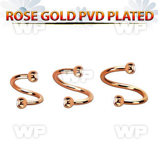 spett2c rose gold steel spiral w two 3mm jewel balls 