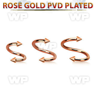 spettcn2 rose gold steel eyebrow spiral w 2 2mm cones