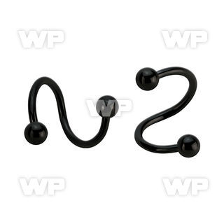 spt18b3 black pvd plated 316l steel spiral w two 3mm balls
