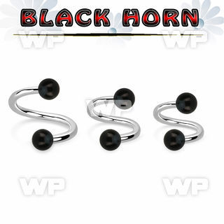 spwk5 organic spiral w 316l steel post w 2 5mm black horn ball