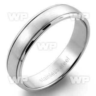 sr149 matte stainless steel engravable ring with lined edge