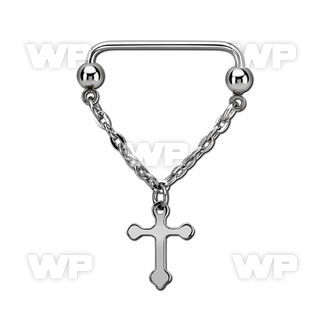 suddl3 steel industrial surface barbell chain dangling cross