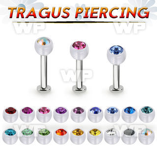tlbajb4s 316l steel tragus labret 16g w a 4mm bio flex jewel ball