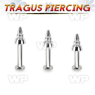 tlbcn4a 316l steel tragus labret 16g w a 4mm ridged drill cone 