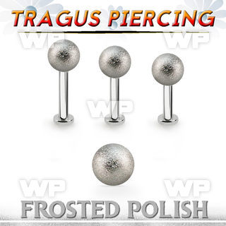 tlbfo5s 316l steel tragus labret 16g w a 5mm frosted steel ball 