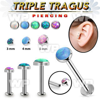 tlbio steel internal tragus labret w flat top w opal