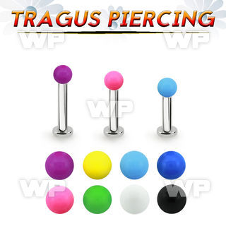 tlbsab25 316l steel tragus labret 16g w a 2.5mm solid color ball 