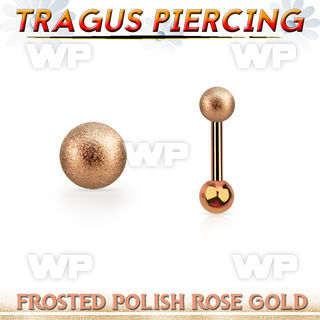 trgtt34 rose gold steel tragus piercing 3mm frosted steel ball