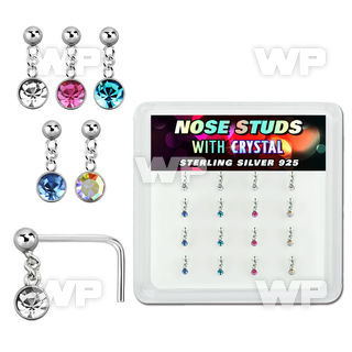 u31jey box w silver 925 l shaped nose studs ball shaped top nose piercing