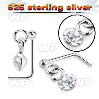 u31qje 925 silver l shaped nose pin ball dangling crystal