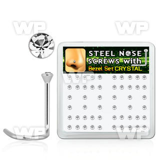 u364f6 box w 316l steel nose screw spirals 1mm 2 round tops cle nose piercing