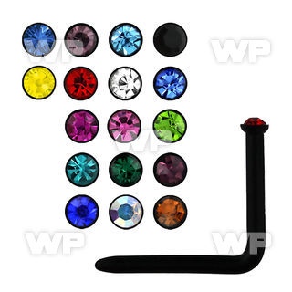 u3762e black acrylic l shaped nose stud 0 8mm 1mm round crystal nose piercing