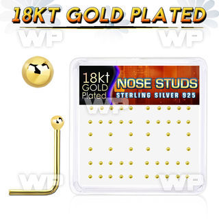 u3fet4 box of real 18k gold plated silver 925 l shaped nose stud nose piercing