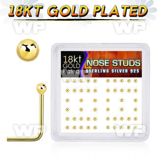 u3fet4k box w silver 925 l shaped nose studs real 18k gold platin nose piercing