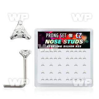 u3g4r6 box w silver 925 l shaped nose studs 3mm triangle shaped nose piercing