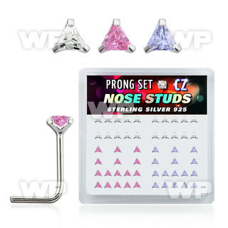 u3g4rj box w silver 925 l shaped nose studs 3mm triangle shaped nose piercing