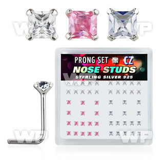 u3g4vj box w silver 925 l shaped nose studs 2mm square shaped nose piercing