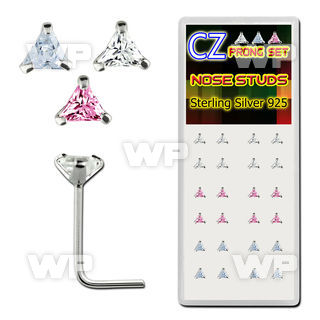 u3graj box w silver 925 l shaped nose studs 3mm triangle shaped nose piercing