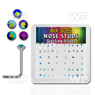 u3j74j box w silver 925 l shaped nose studs 1 4mm 1 5mm 1 8m nose piercing