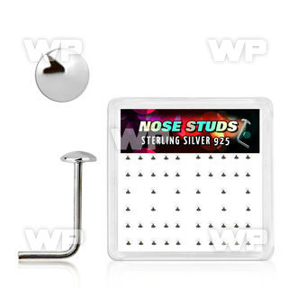 u3jfz box w silver 925 l shaped nose studs 2mm flat round tops nose piercing