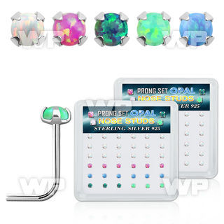 u3m5k box w silver 925 l shaped nose studs prong set 2mm round nose piercing