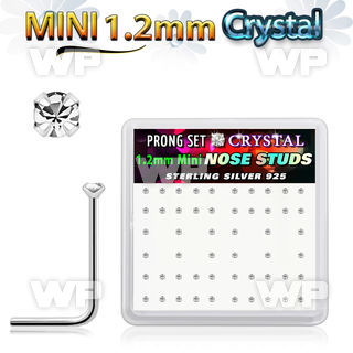 u3ms6f box silver nose studs w 1.2mm clear prong set crystals