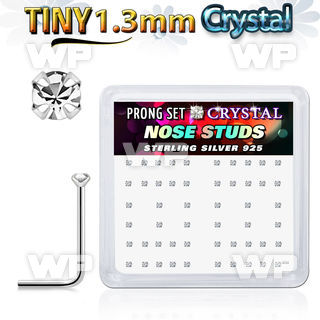 u3my6f box w silver 925 l shaped nose studs tiny 1 25mm clear nose piercing