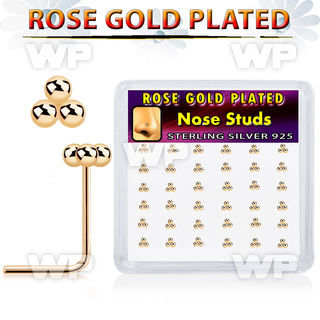 u3r3qzya rose gold finish silver l nose pins balls 36pcs