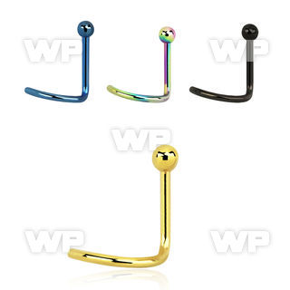 u3r4 ion plated surgical steel l shaped nose stud 2mm ball sha nose piercing