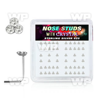 u3ra6 box w silver 925 l shaped nose studs 1mm triple round cle nose piercing