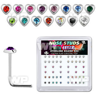 u3xa4fj box w silver 925 l shaped nose studs 1 5mm heart shaped nose piercing