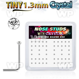 u3y6f box w silver 925 l shaped nose studs tiny 1 25mm clear nose piercing