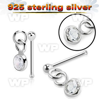 u41q4ge silver nose pin ball bezel setting dangling cz