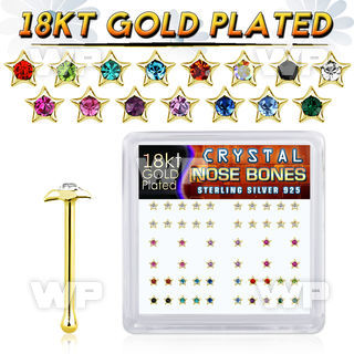 u43rfji 18k gold plated silver nose bones color star