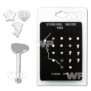 u43xm2 display pack 20 pcs of silver 925 nose bone plain silve nose piercing